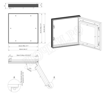 Люк под покраску Премиум Лайт противопожарный EIS60 250*500 Люк под покраску Премиум Лайт противопожарный EIS60 250*500